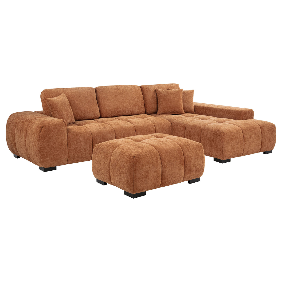 Octavia Tufted 2-Piece Sectional Chaise Sofa Orange