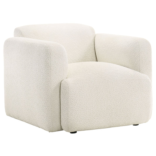 Dorset Fabric Upholstered Round Track Arm Accent Chair White