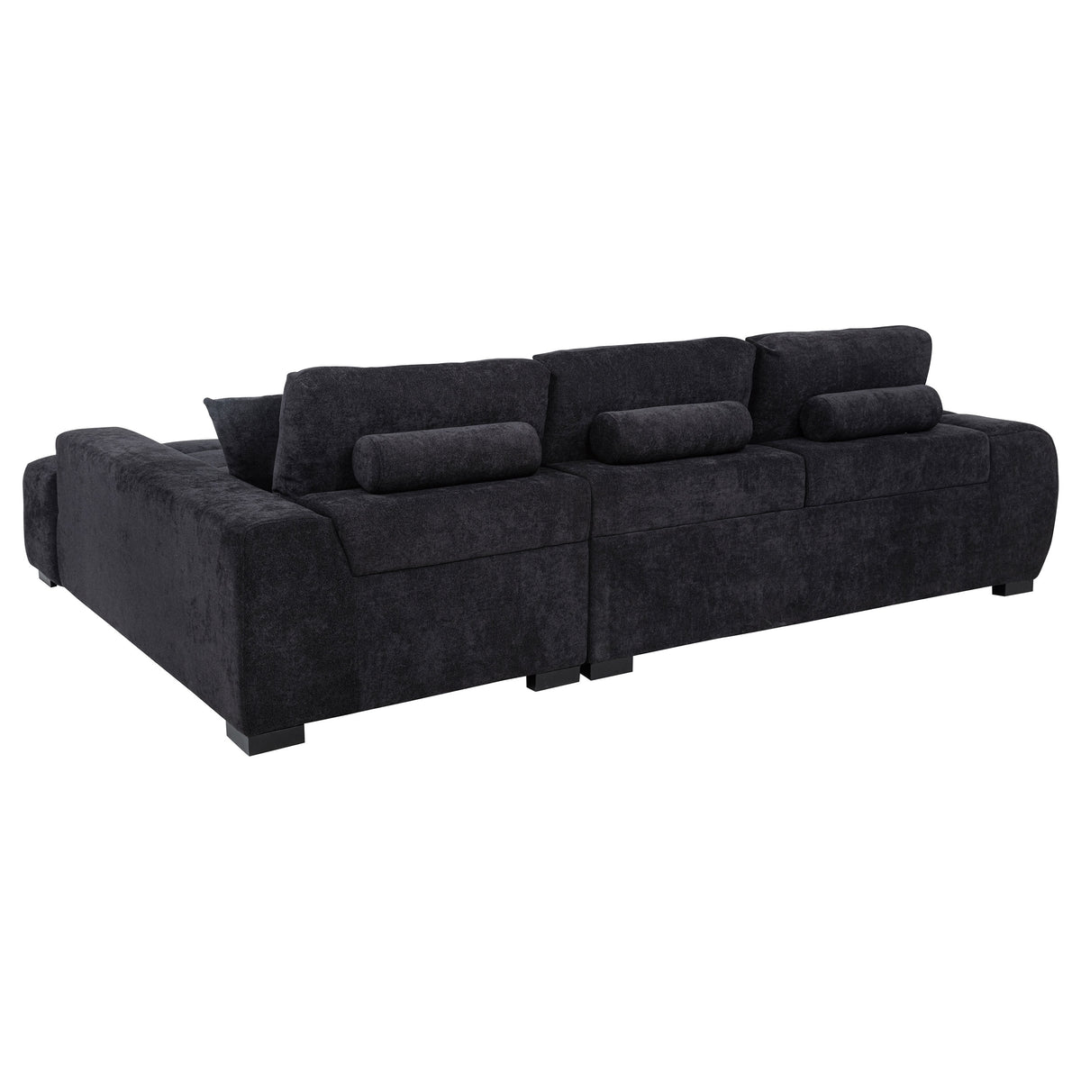 Octavia Tufted 2-Piece Sectional Chaise Sofa Black
