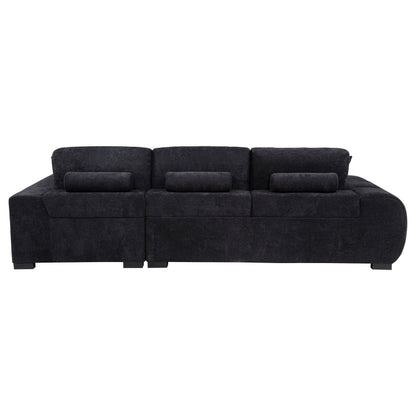 Octavia Tufted 2-Piece Sectional Chaise Sofa Black