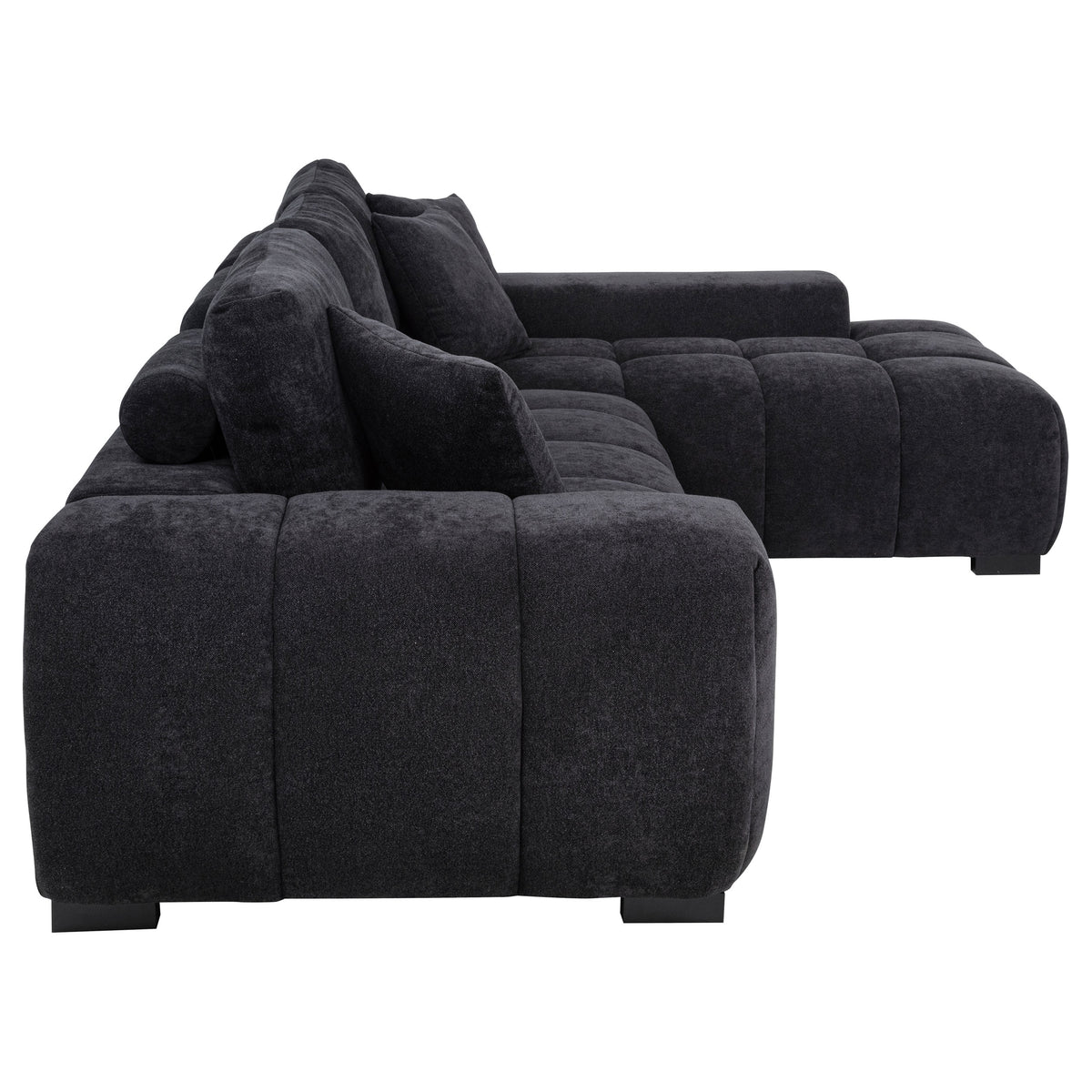 Octavia Tufted 2-Piece Sectional Chaise Sofa Black