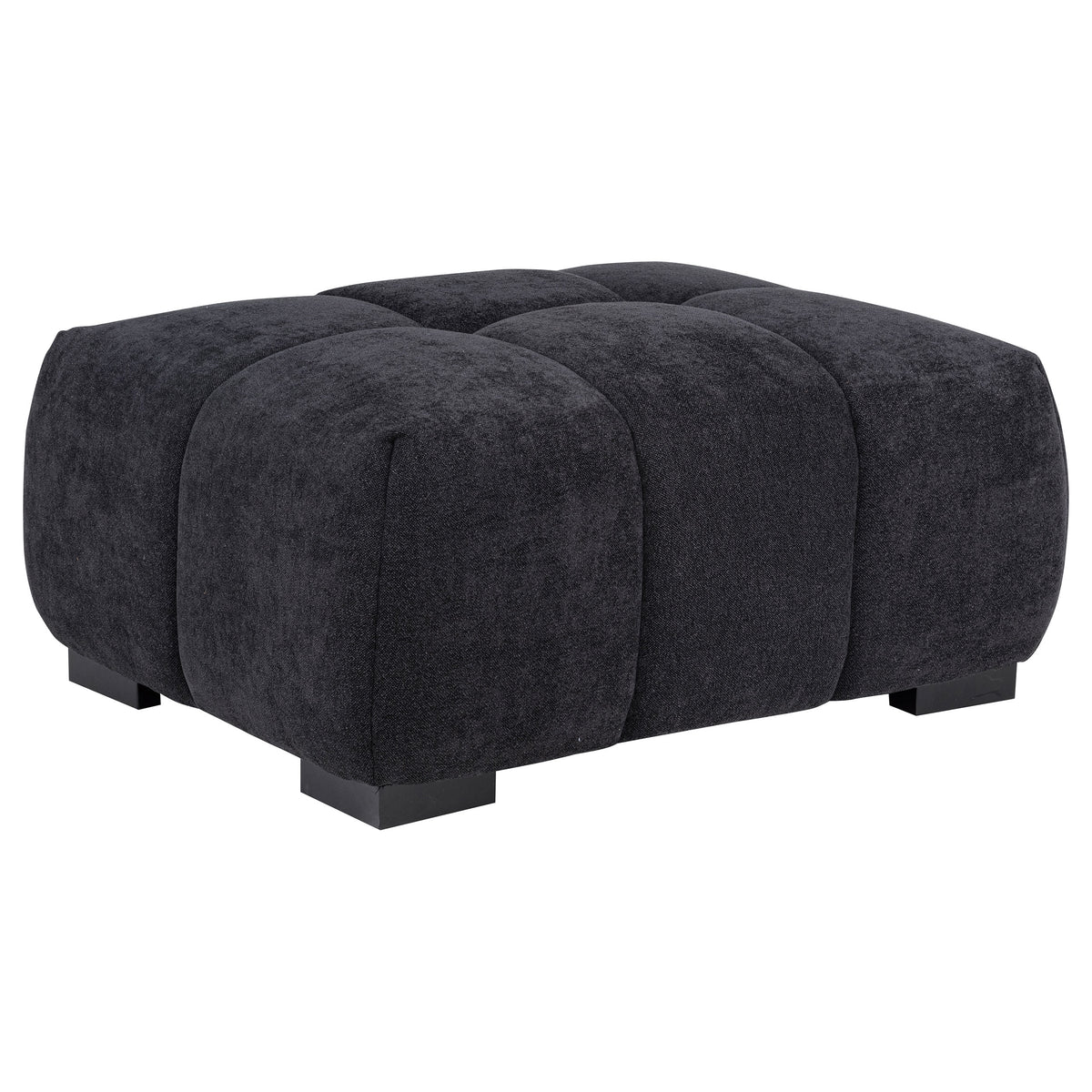Octavia Tufted Upholstered Rectangular Ottoman Black