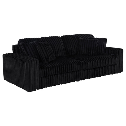 Jacana Corduroy Upholstered Dual Power Chaise Sofa Black
