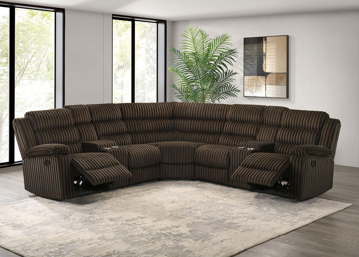 Atkinson Upholstered Reclining Sectional Sofa Chocolate