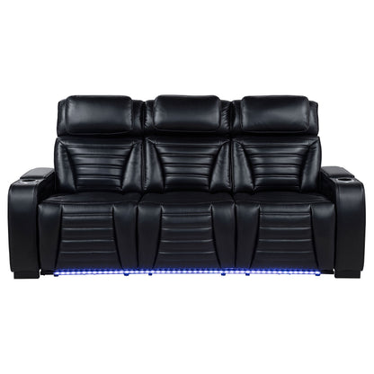 Zuma Dual Power Reclining Sofa with Reading Lights and Storage Black