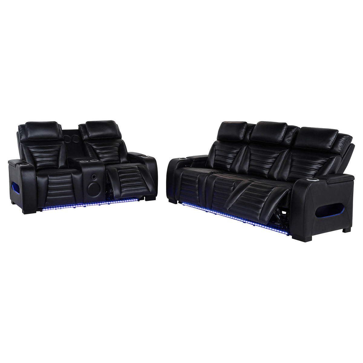 Zuma 2-Piece Dual Power Reclining Sofa Set with Bluetooth Black