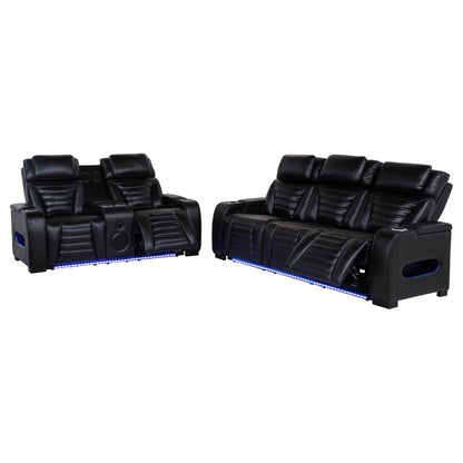 Zuma 2-Piece Dual Power Reclining Sofa Set with Bluetooth Black
