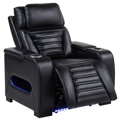 Zuma Dual Power Recliner with Cupholder Storage and LED Lighting Black