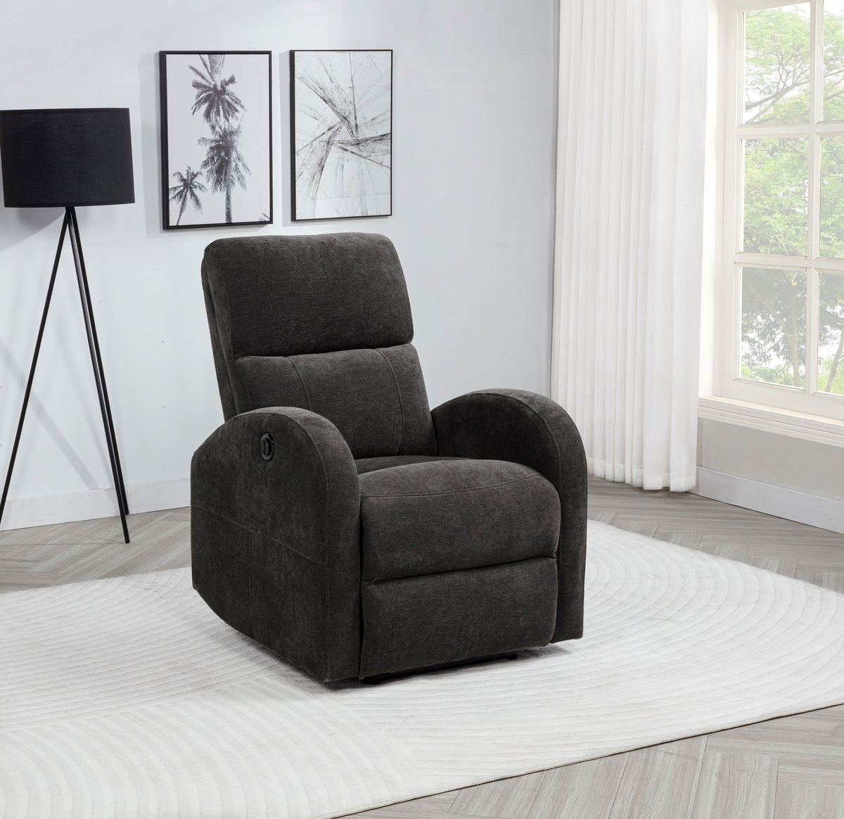 Grant Fabric Upholstered Power Recliner Chair Charcoal Grey
