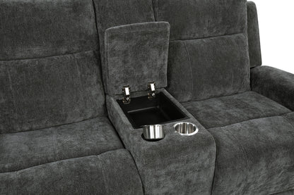 Kennett 2-piece Chenille Power Reclining Sofa Set Dark Grey