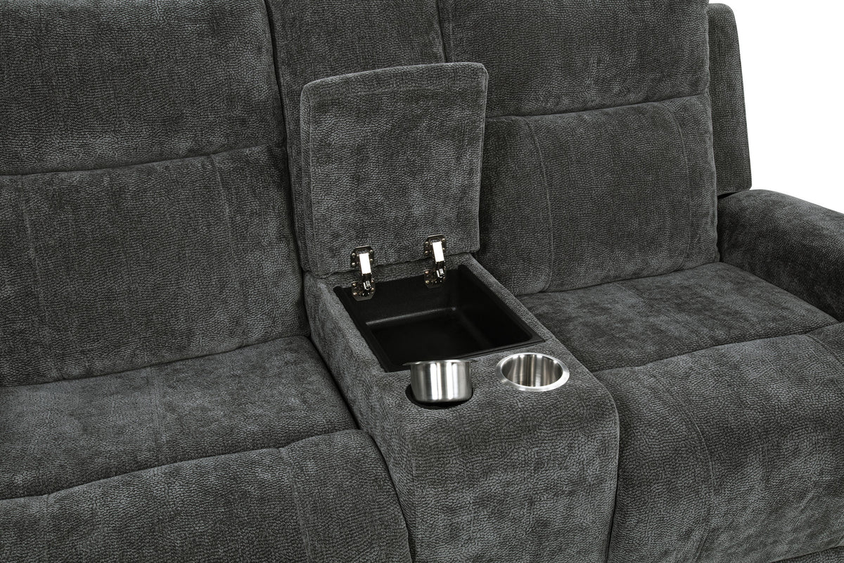 Kennett 3-piece Chenille Power Reclining Sofa Set Dark Grey