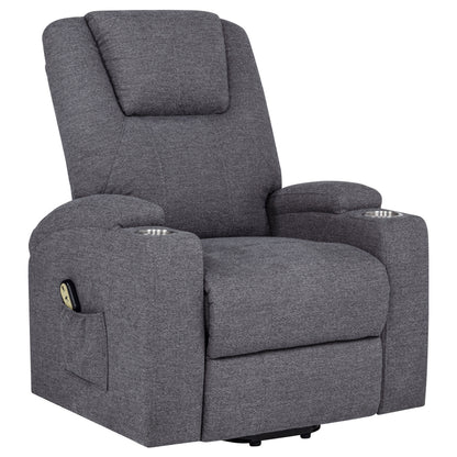 Louie Chenille Upholstered Power Lift Massage Chair Grey