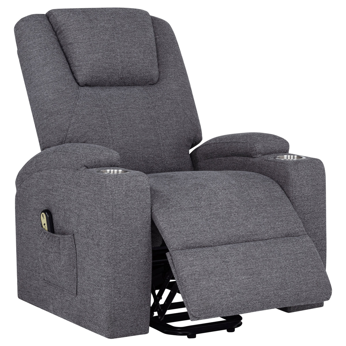 Louie Chenille Upholstered Power Lift Massage Chair Grey