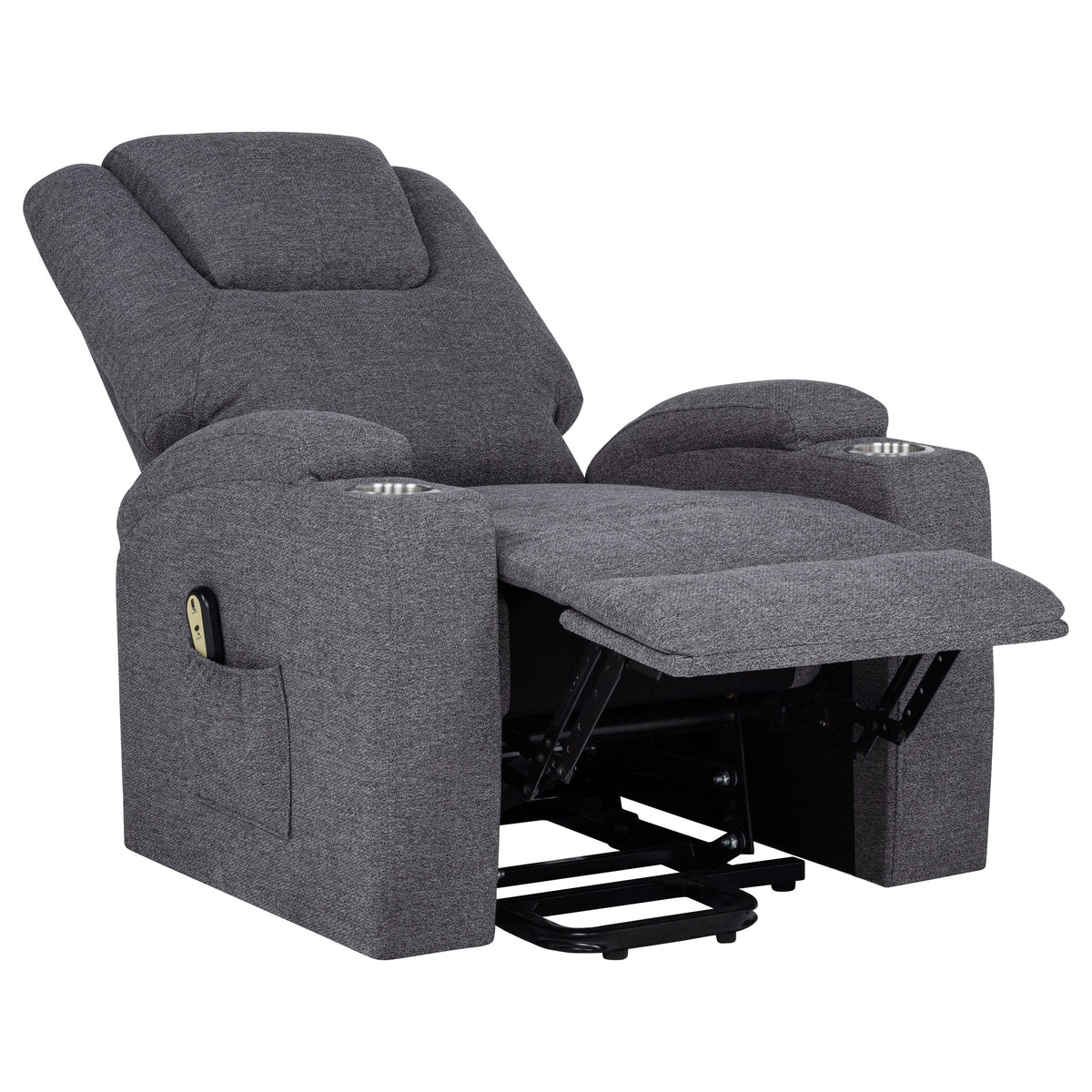 Louie Chenille Upholstered Power Lift Massage Chair Grey