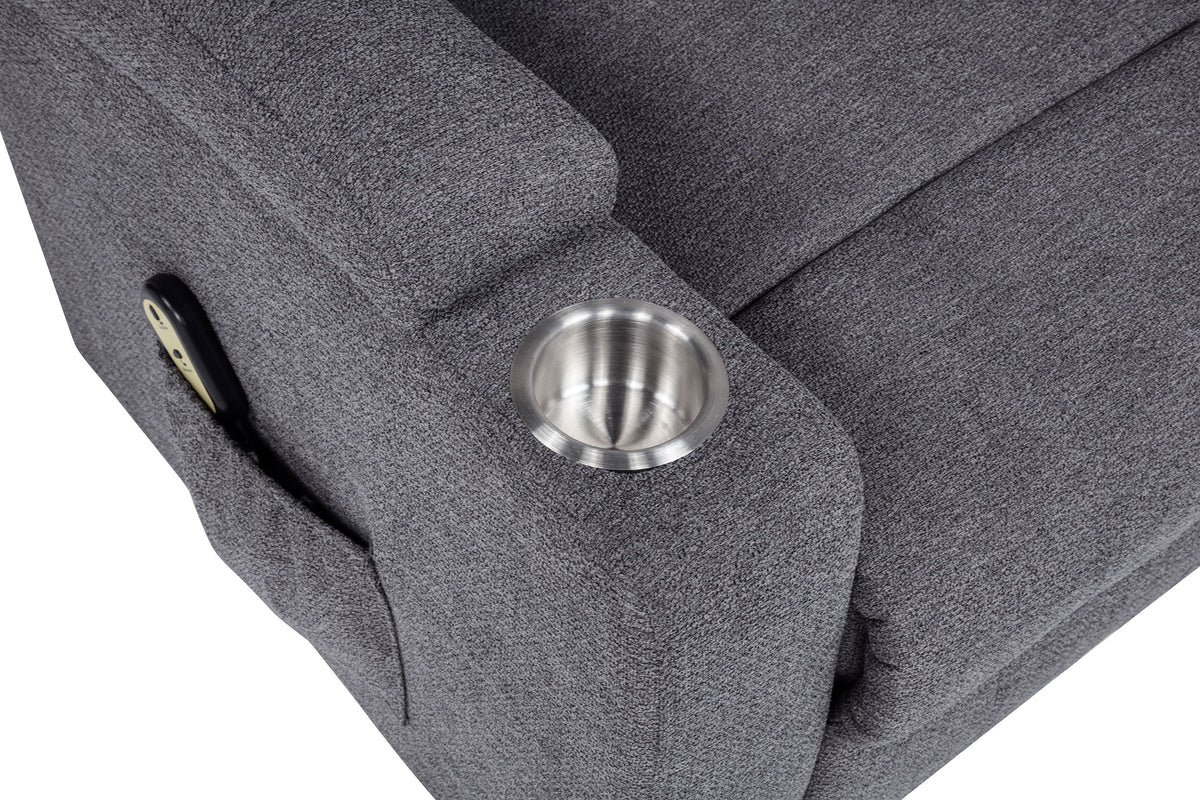 Louie Chenille Upholstered Power Lift Massage Chair Grey