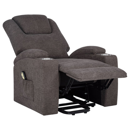 Louie Chenille Upholstered Power Lift Massage Chair Brown