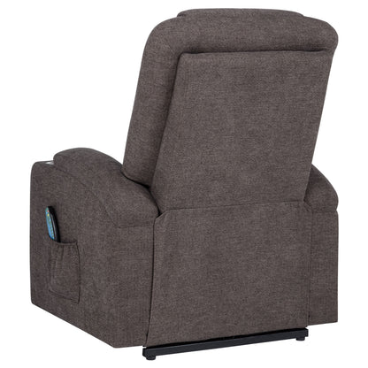 Louie Chenille Upholstered Power Lift Massage Chair Brown