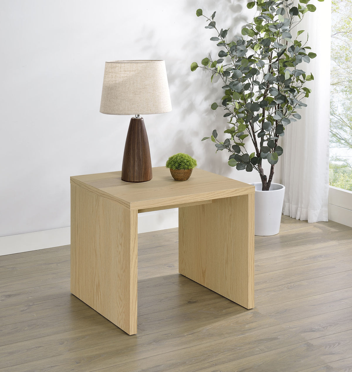 Canoga Engineered Wood Accent Side End Table Light Oak