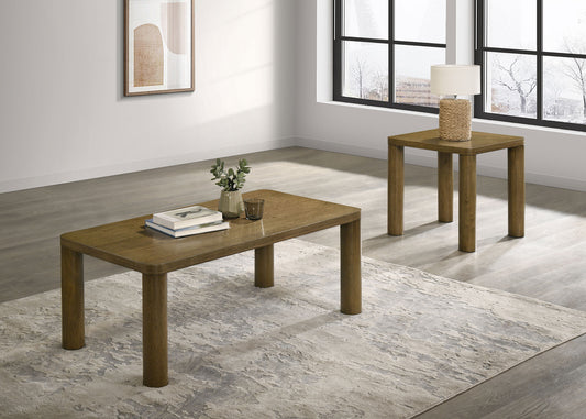 Castlewood 2-piece Cocktail Coffee Table Set Brown Oak