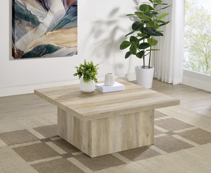Devar Square Engineered Wood Coffee Table Distressed Pine
