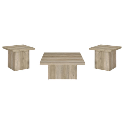 Devar 3-piece Square Coffee End Table Set Distressed Pine