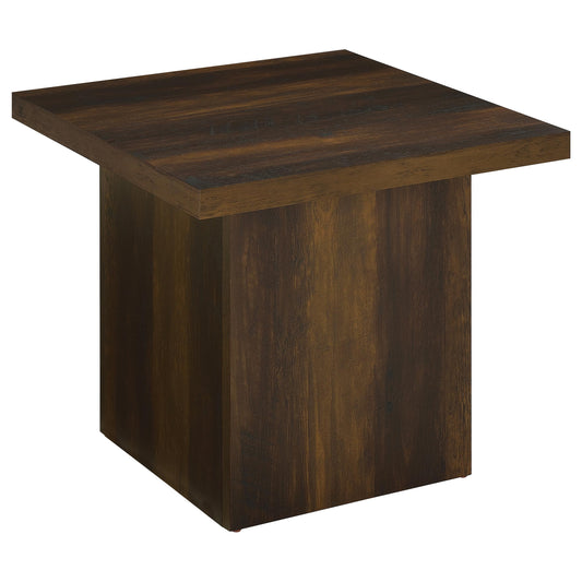 Devar Square Engineered Wood Side End Table Dark Pine