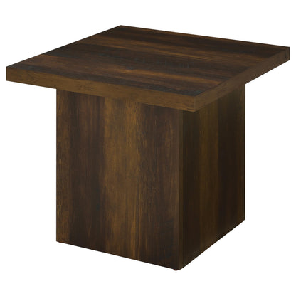 Devar Square Engineered Wood Side End Table Dark Pine