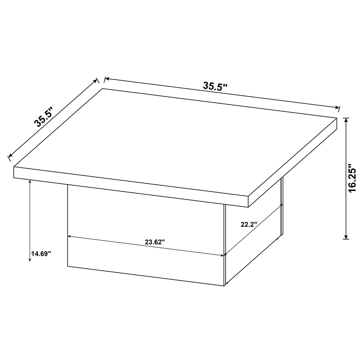 Devar Square Engineered Wood Coffee Table White High Gloss