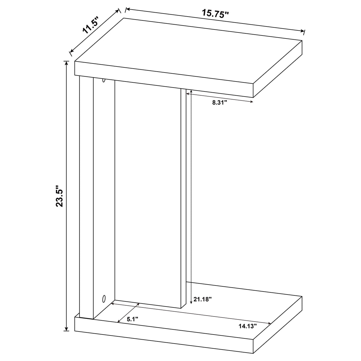 Clower Engineered Wood C-Shaped Sofa Side Table Black