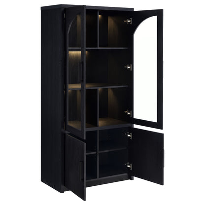 Riva 4-door Tall Accent Display Cabinet LED Lighting Black