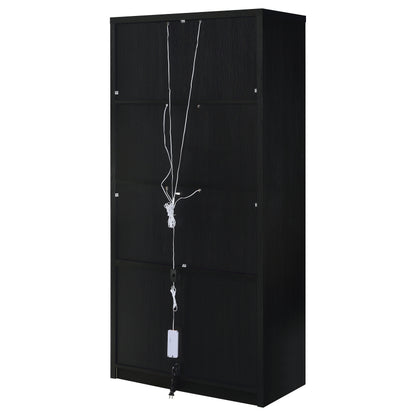 Riva 4-door Tall Accent Display Cabinet LED Lighting Black