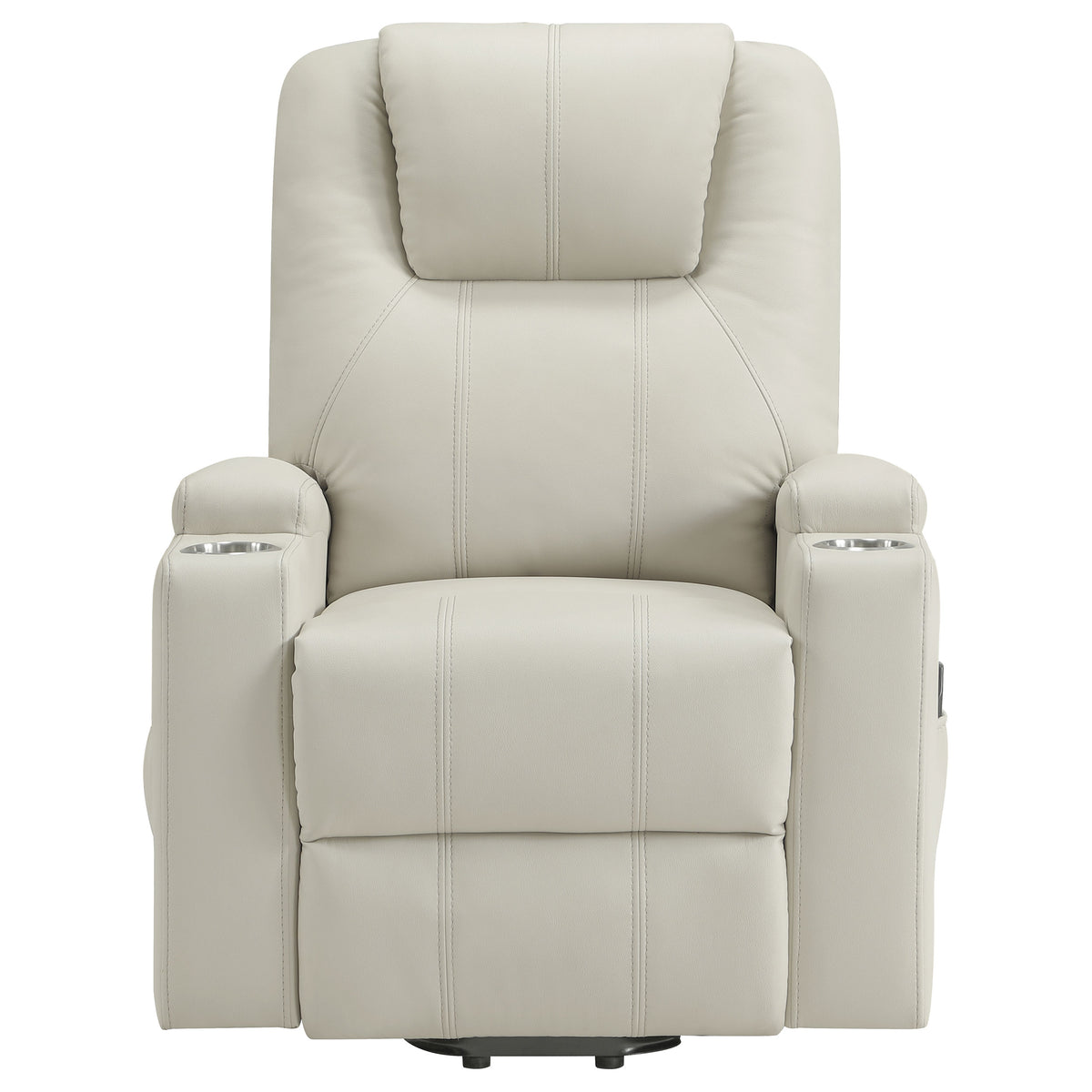 Armstrong Tufted Faux Leather Power Lift Massage Recliner Ivory