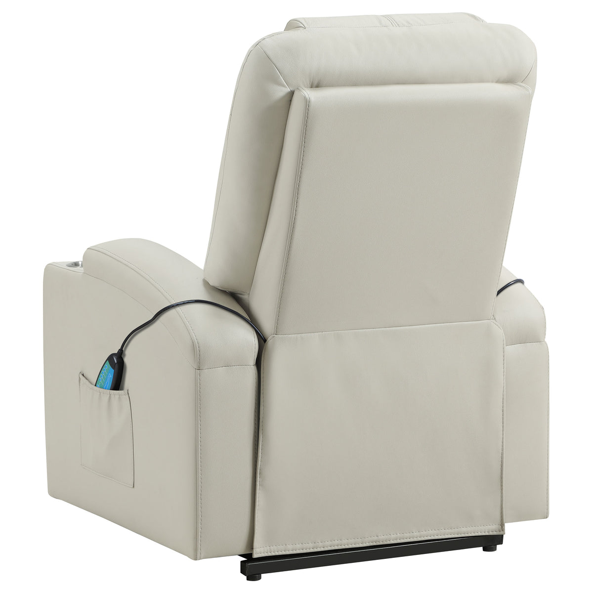 Armstrong Tufted Faux Leather Power Lift Massage Recliner Ivory