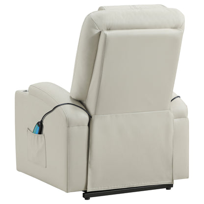 Armstrong Tufted Faux Leather Power Lift Massage Recliner Ivory