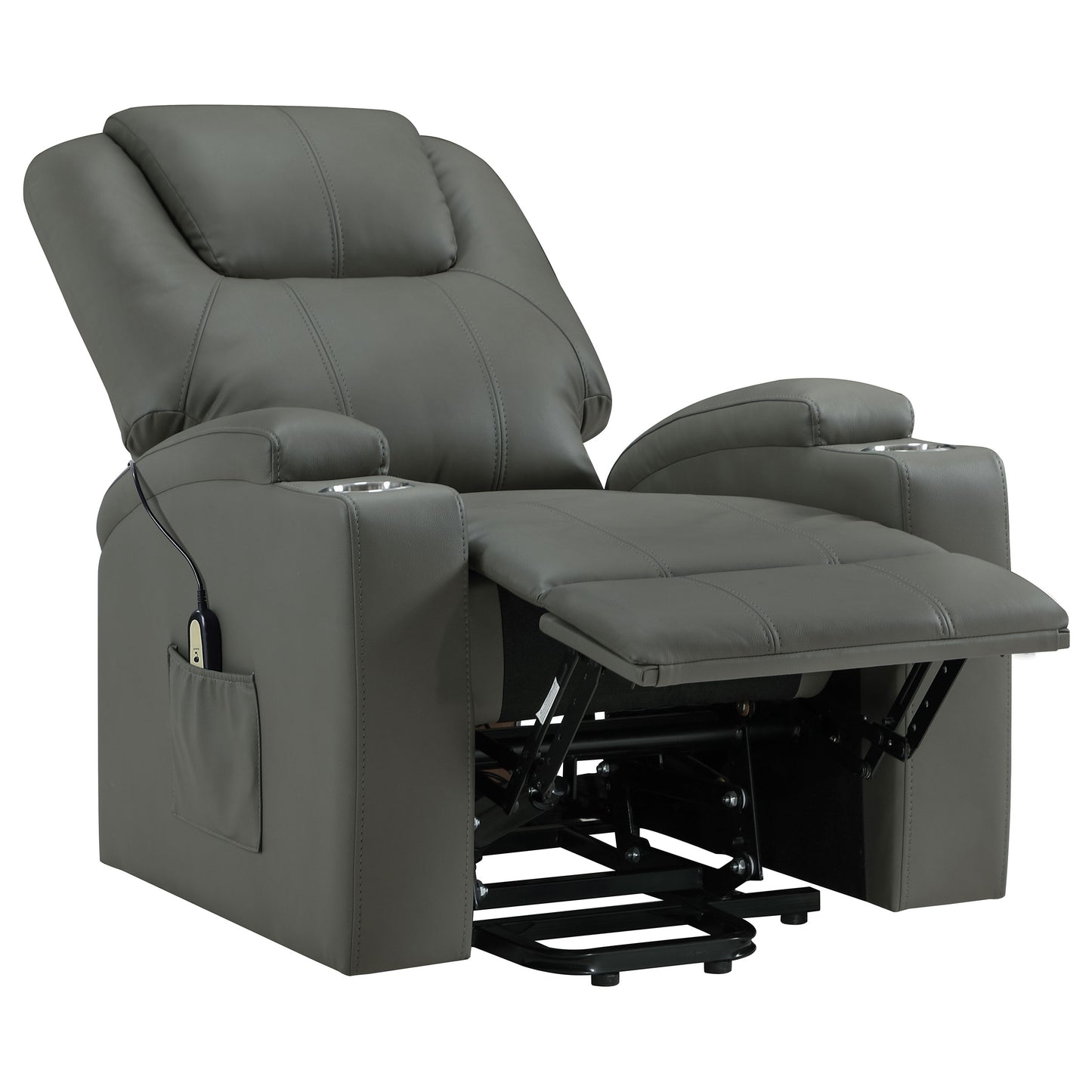 Armstrong Upholstered Power Lift Massage Recliner Grey