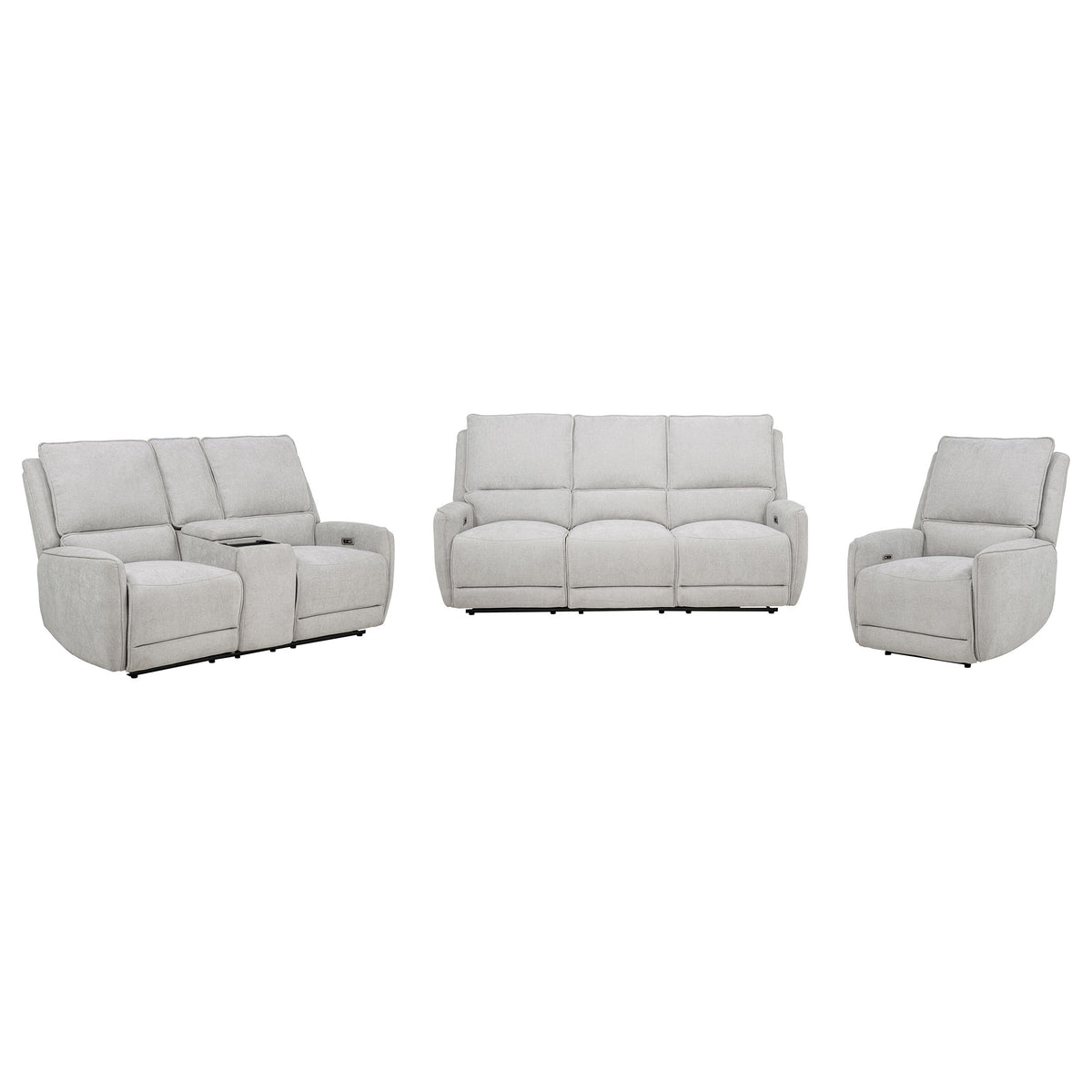 Sylmar 3-piece Chenille Power Reclining Sofa Set Dove Grey