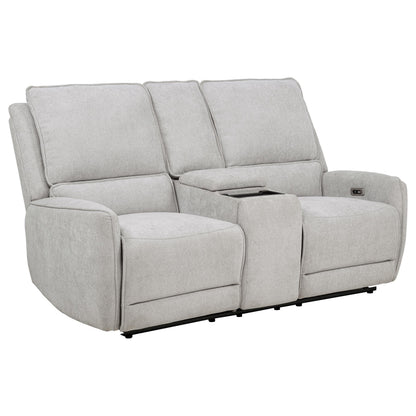 Sylmar Chenille Upholstered Power Reclining Loveseat Dove Grey