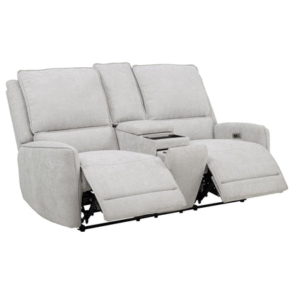 Sylmar Chenille Upholstered Power Reclining Loveseat Dove Grey