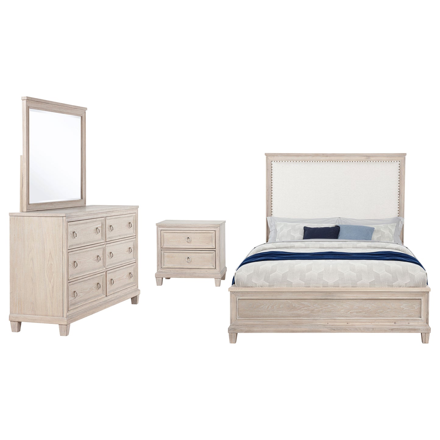 Pembroke 4-piece Queen Bedroom Set Washed Oak