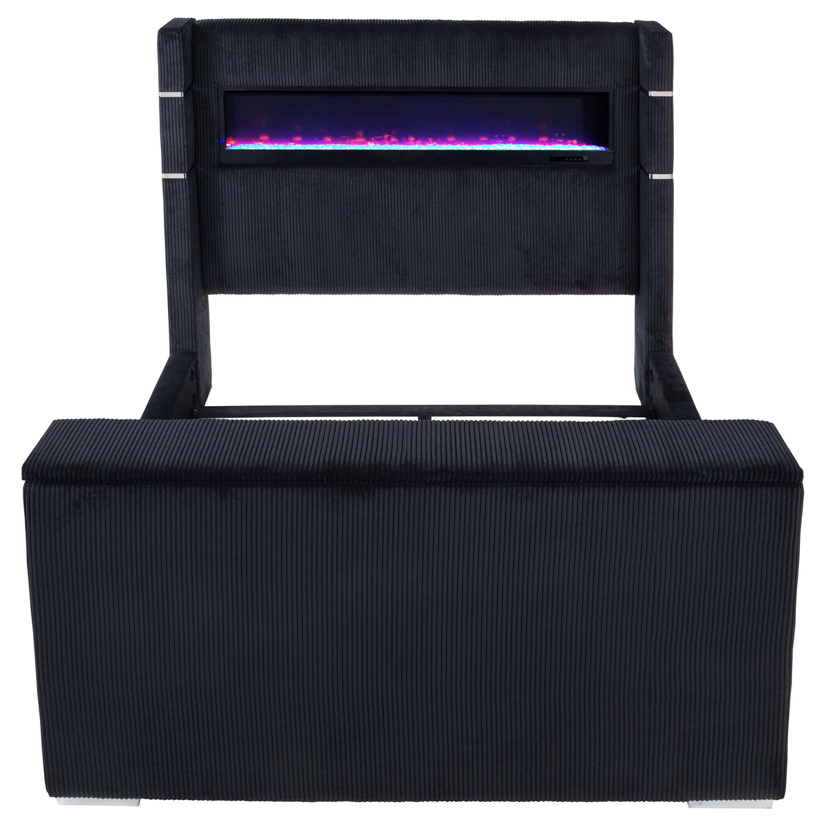 Tisdall Eastern King Flame Visualizer Wingback TV Bed Black