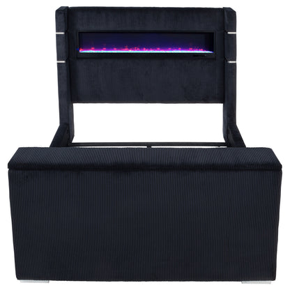 Tisdall Eastern King Flame Visualizer Wingback TV Bed Black