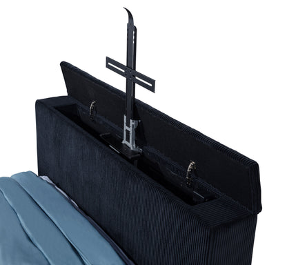 Tisdall Eastern King Flame Visualizer Wingback TV Bed Black