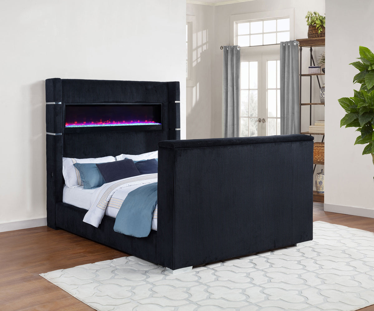 Tisdall California King Flame Visualizer TV Bed Black