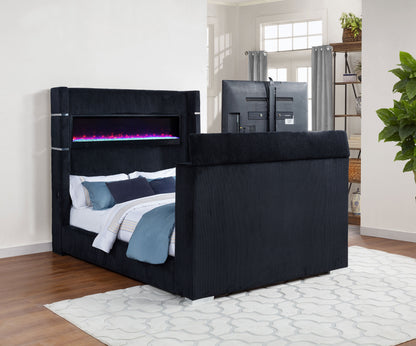 Tisdall California King Flame Visualizer TV Bed Black