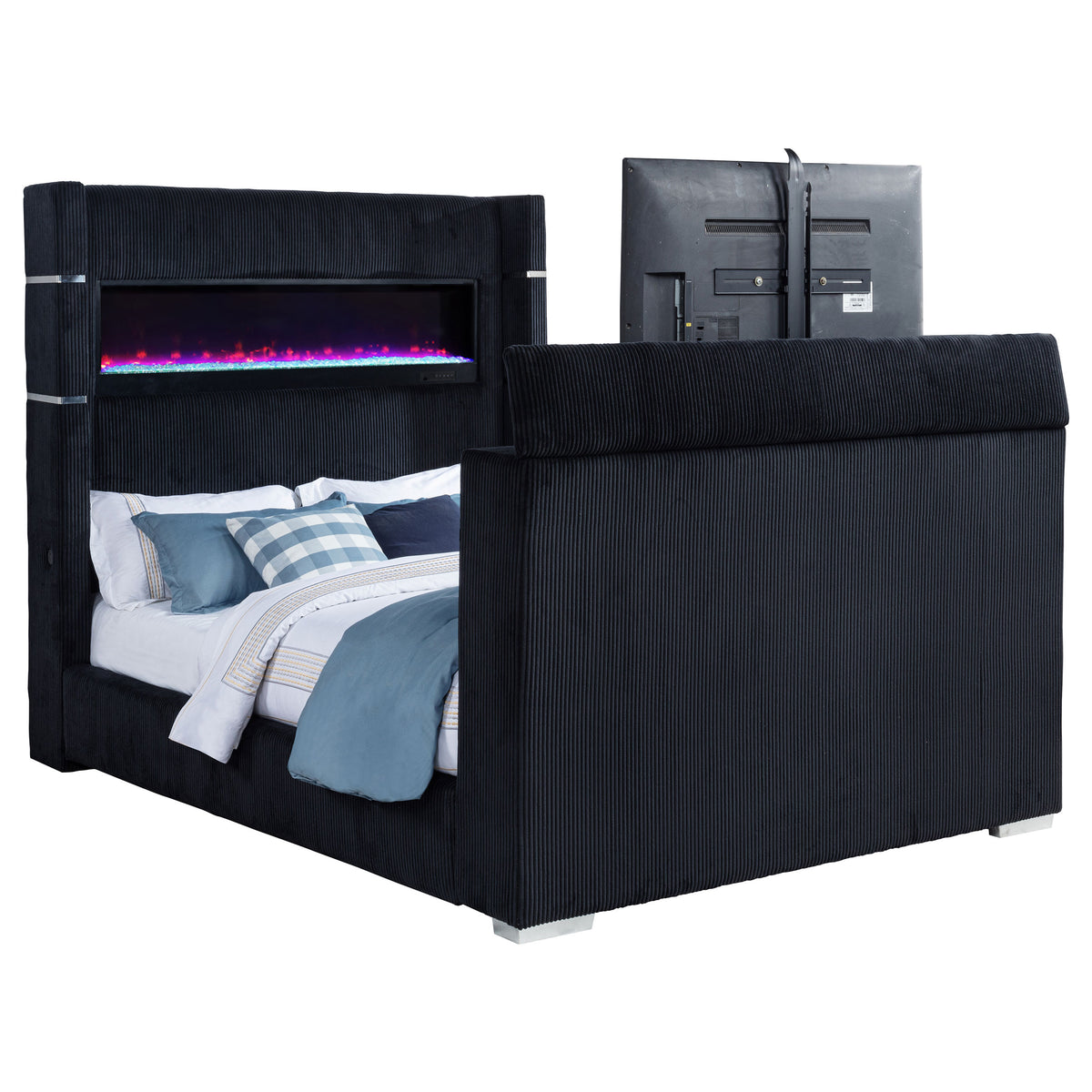 Tisdall California King Flame Visualizer TV Bed Black