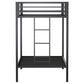 Alevera Metal Twin Over Twin Bunk Bed with Ladder Black