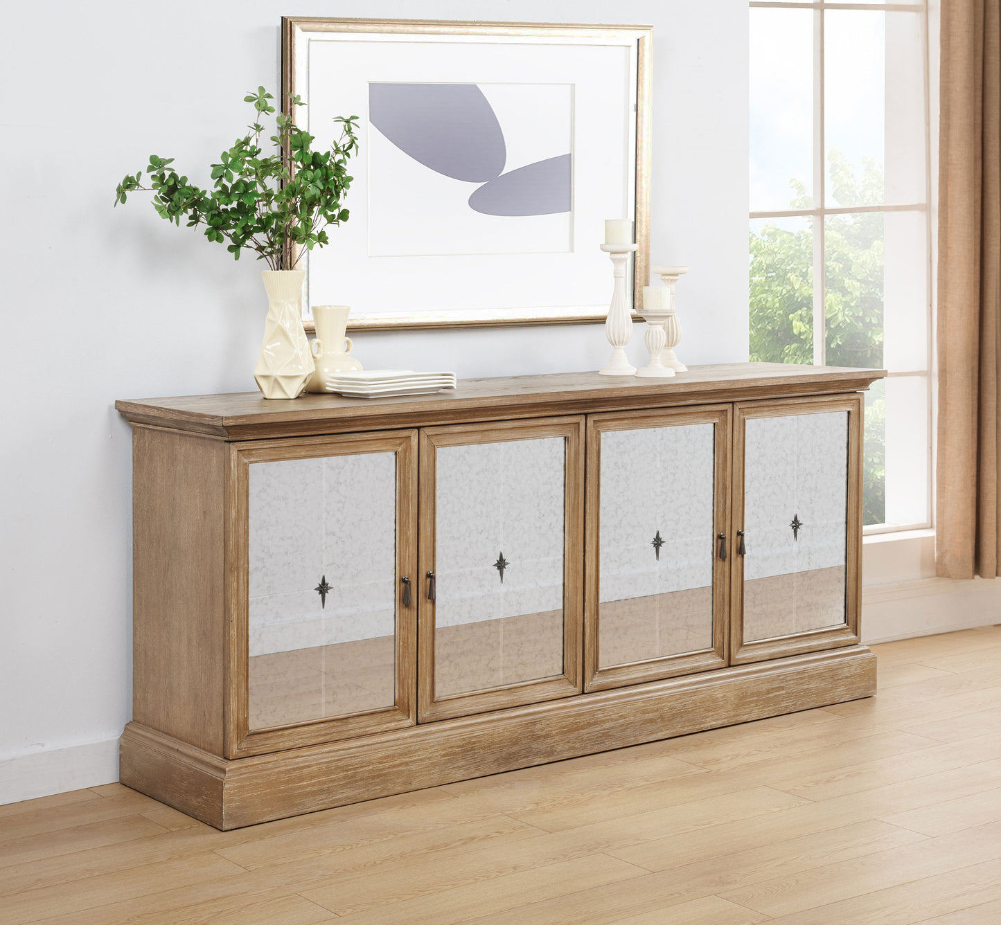 Brockway 4-door Dining Sideboard Buffet Cabinet Barley Brown