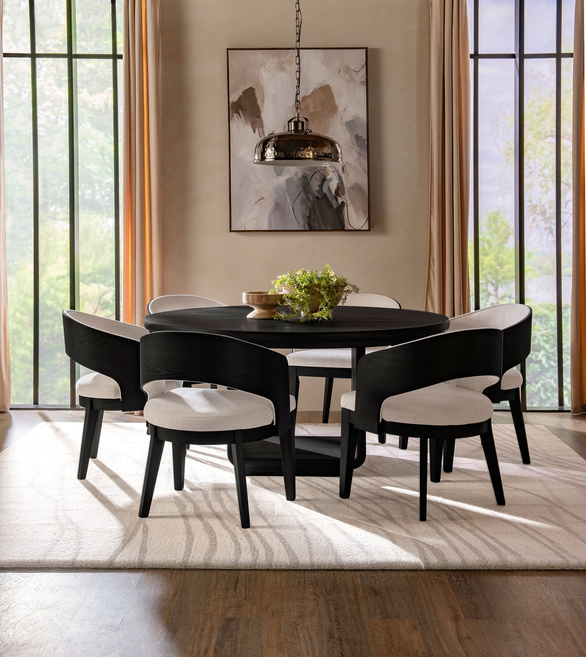 Leandro 60-inch Round Dining Table Burnished Black