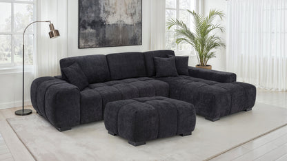 Octavia Tufted Upholstered Rectangular Ottoman Black