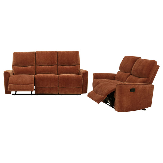 Navarro 2-piece Upholstered Reclining Sofa Set Orange